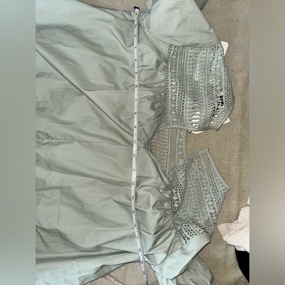 English Factory Lace Detail Mini Dress XS — Sage Poplin - Picture 14 of 15